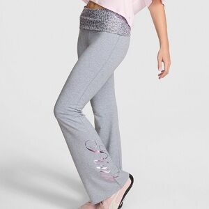 🔥VS Pink shine leopard All Day cotton foldover waist flare leggings XXL NWT